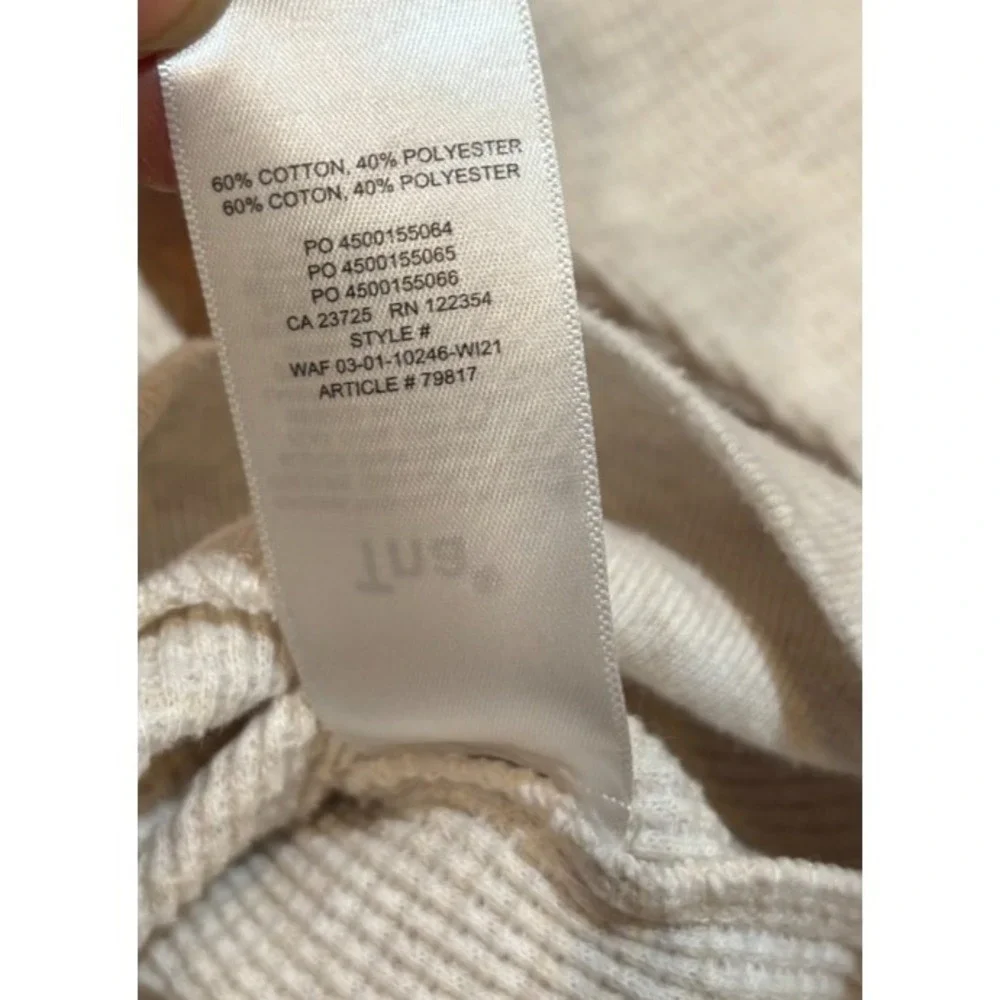 Aritzia TNA long sleeve crew neck waffle thermal henley oatmeal sz small womens' - Picture 6 of 8